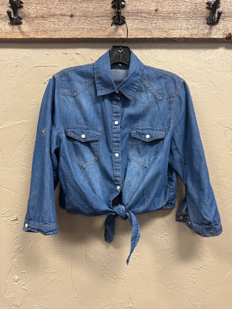 PEARL SNAP FRONT TIE SHIRT