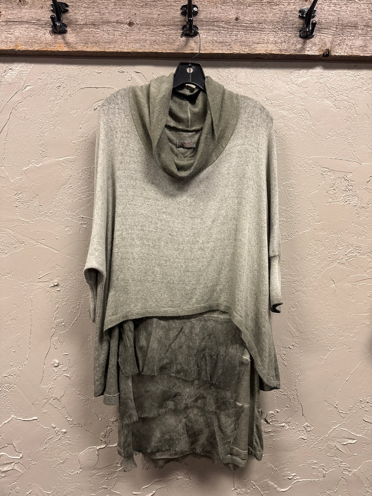SCANDAL LAYERED COWL NECK SWEATER