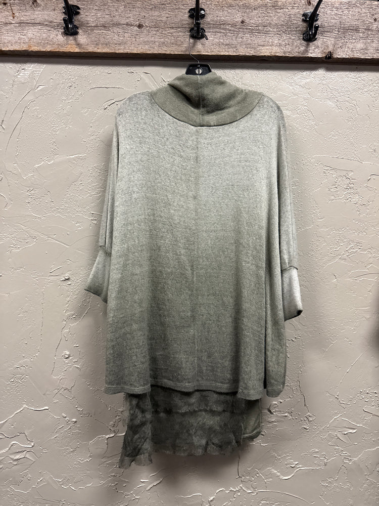 SCANDAL LAYERED COWL NECK SWEATER