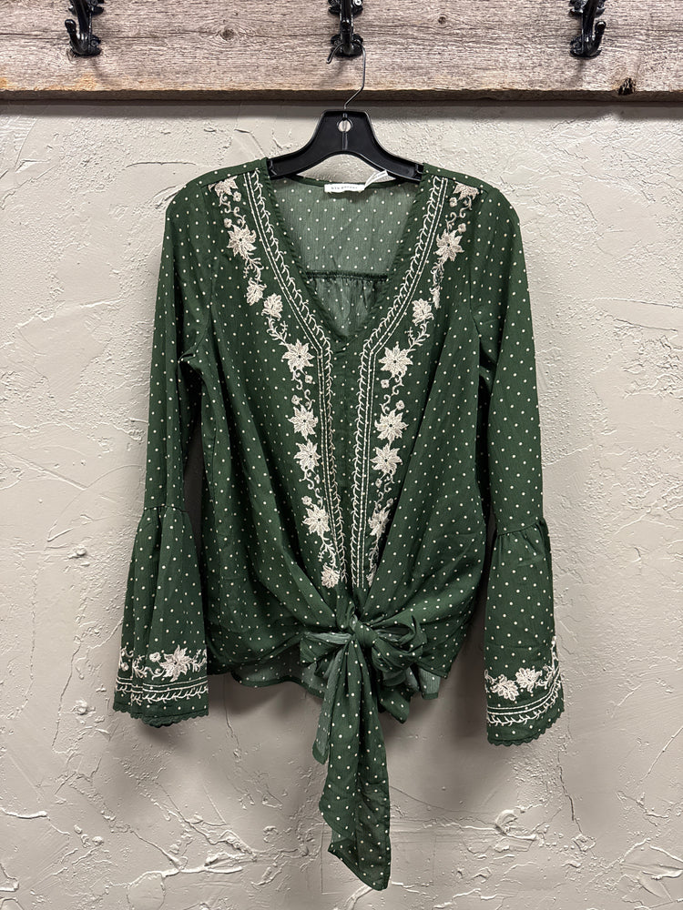 BLU PEPPER TIE FRONT BLOUSE