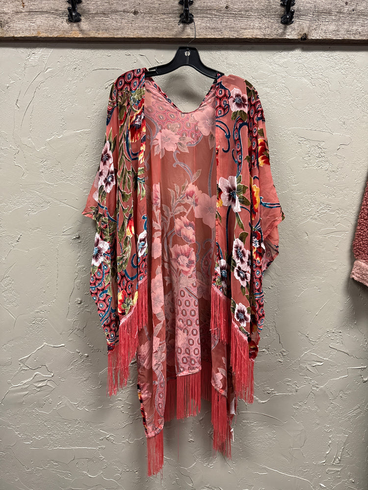 NWOT VELVET FLORAL KIMONO