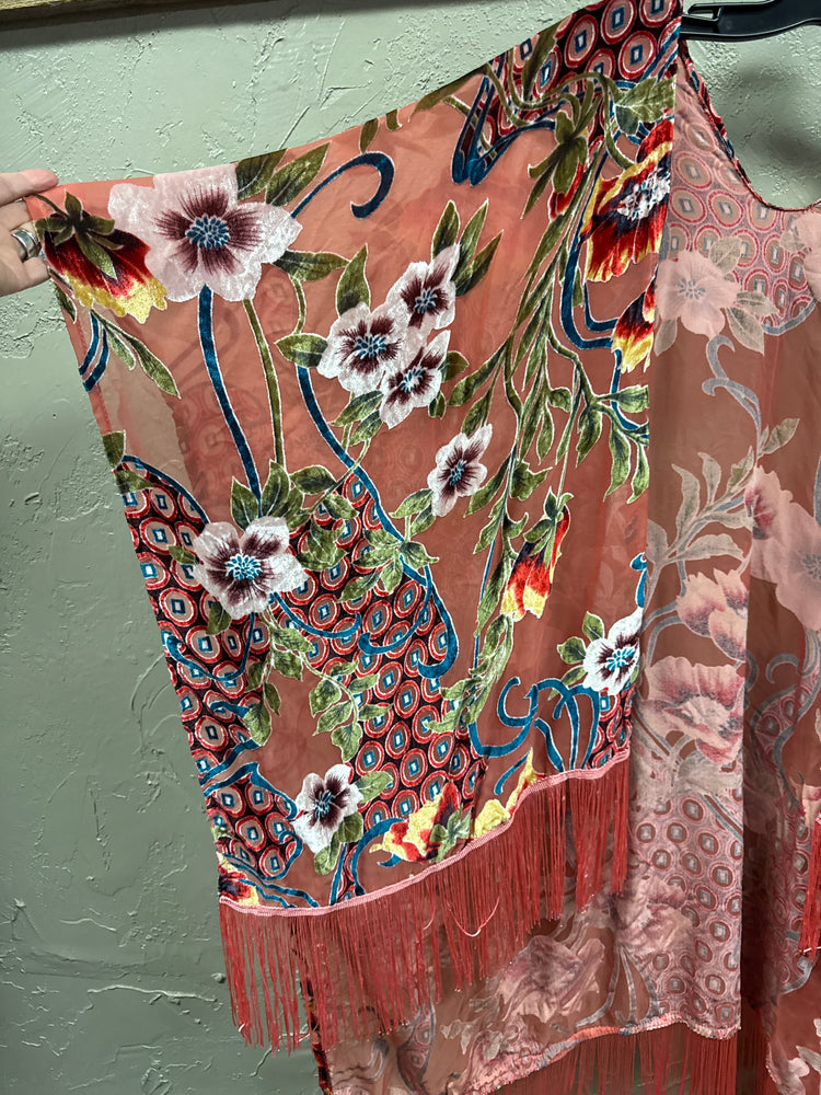 NWOT VELVET FLORAL KIMONO