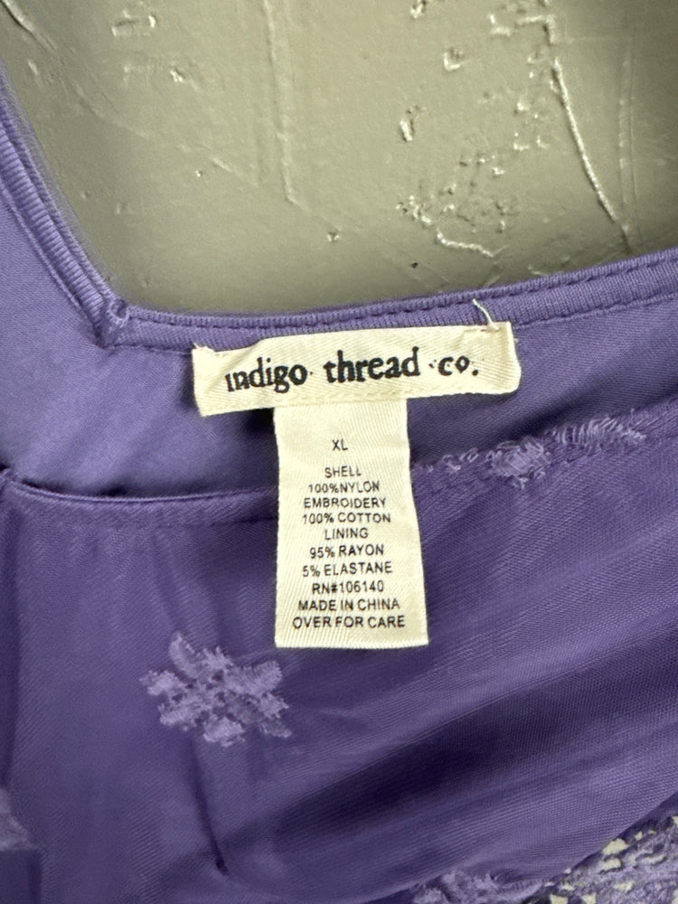 NWOT INDIGO THREAD MESH OVERLAY TOP