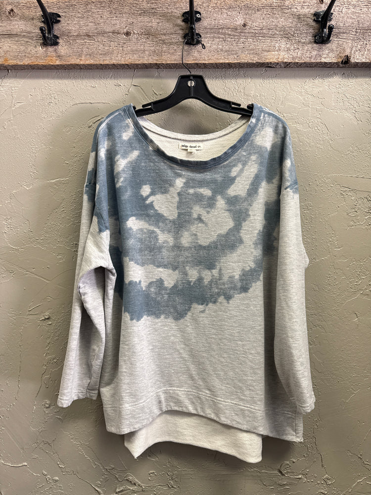 INDIGO THREAD HI-LO PULLOVER