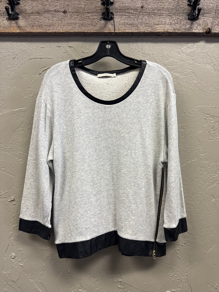 TOWNSEN LEATHER TRIM COTTON SWEATER (org$129)