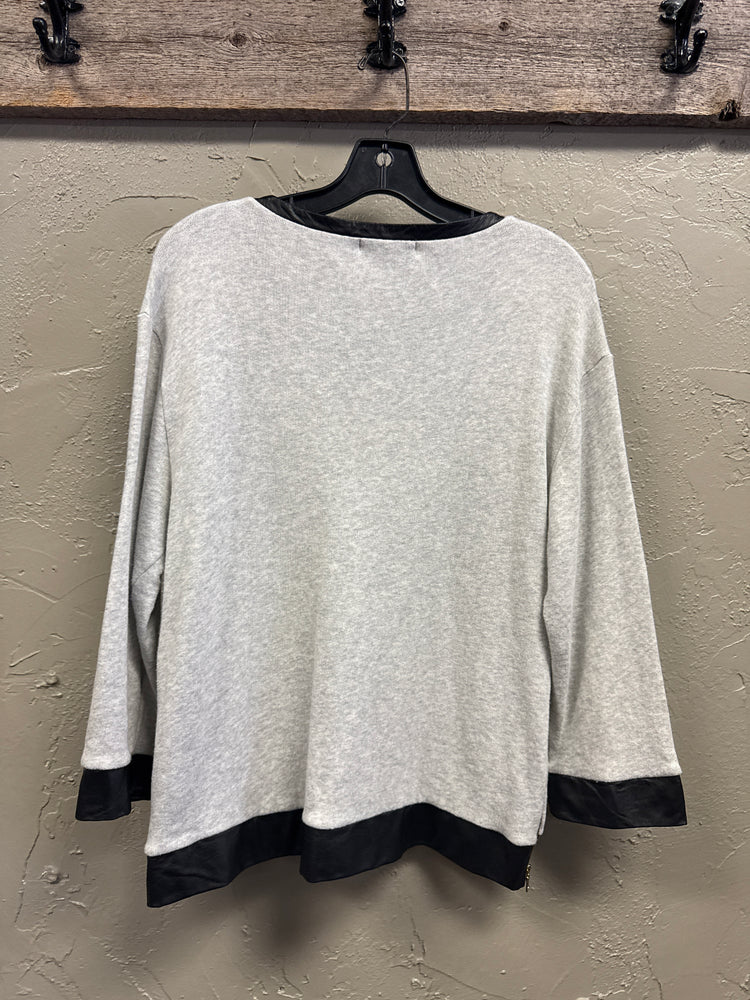 TOWNSEN LEATHER TRIM COTTON SWEATER (org$129)