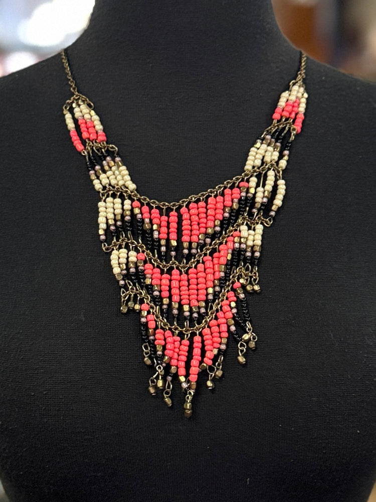 VTG 80’s BOHO BEADED BIB NECKLACE