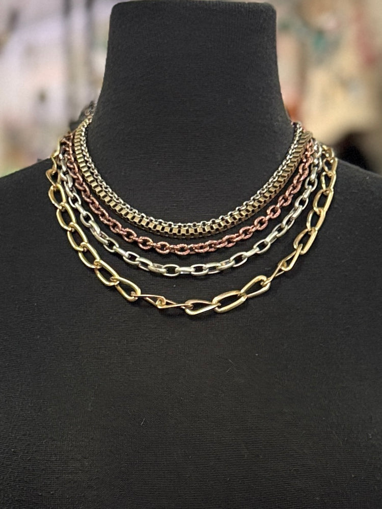MIXED METAL LAYERED NECKLACE