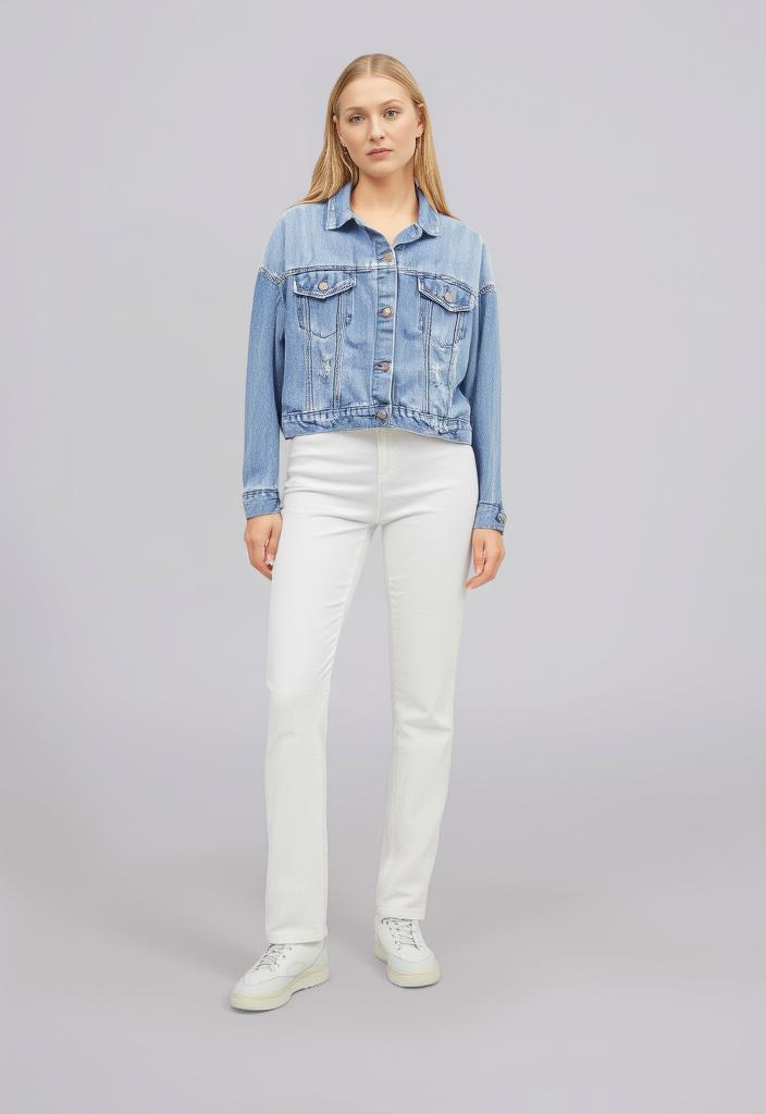 OVERSIZED DISTRESSED DENIM JACKET