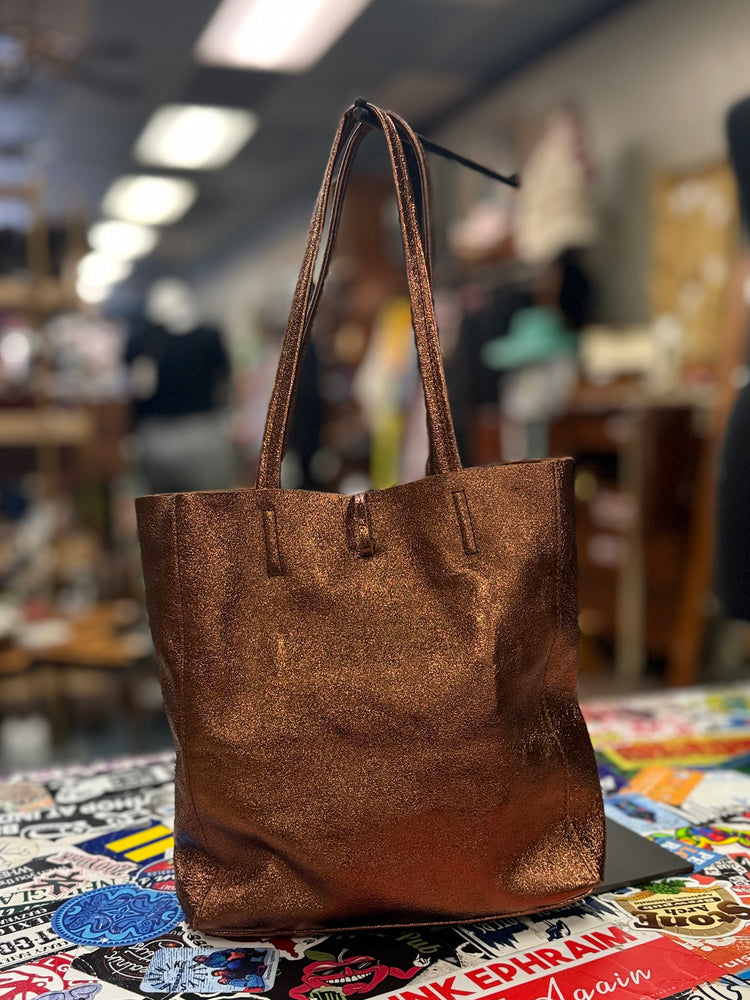 MAISON FANLI METALLIC LEATHER TOTE (org$105)