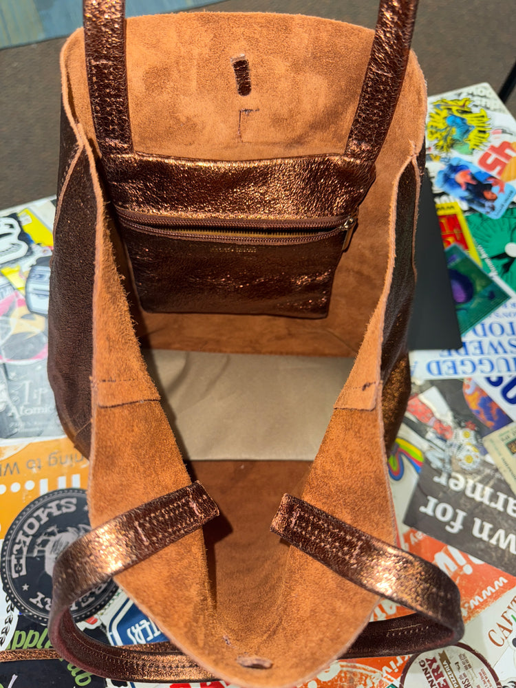 MAISON FANLI METALLIC LEATHER TOTE (org$105)