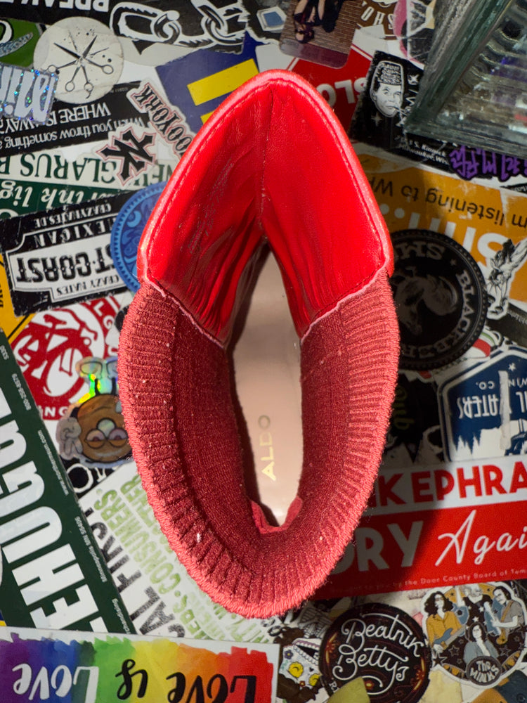 ALDO RED LEATHER BOOTIE (org$120)