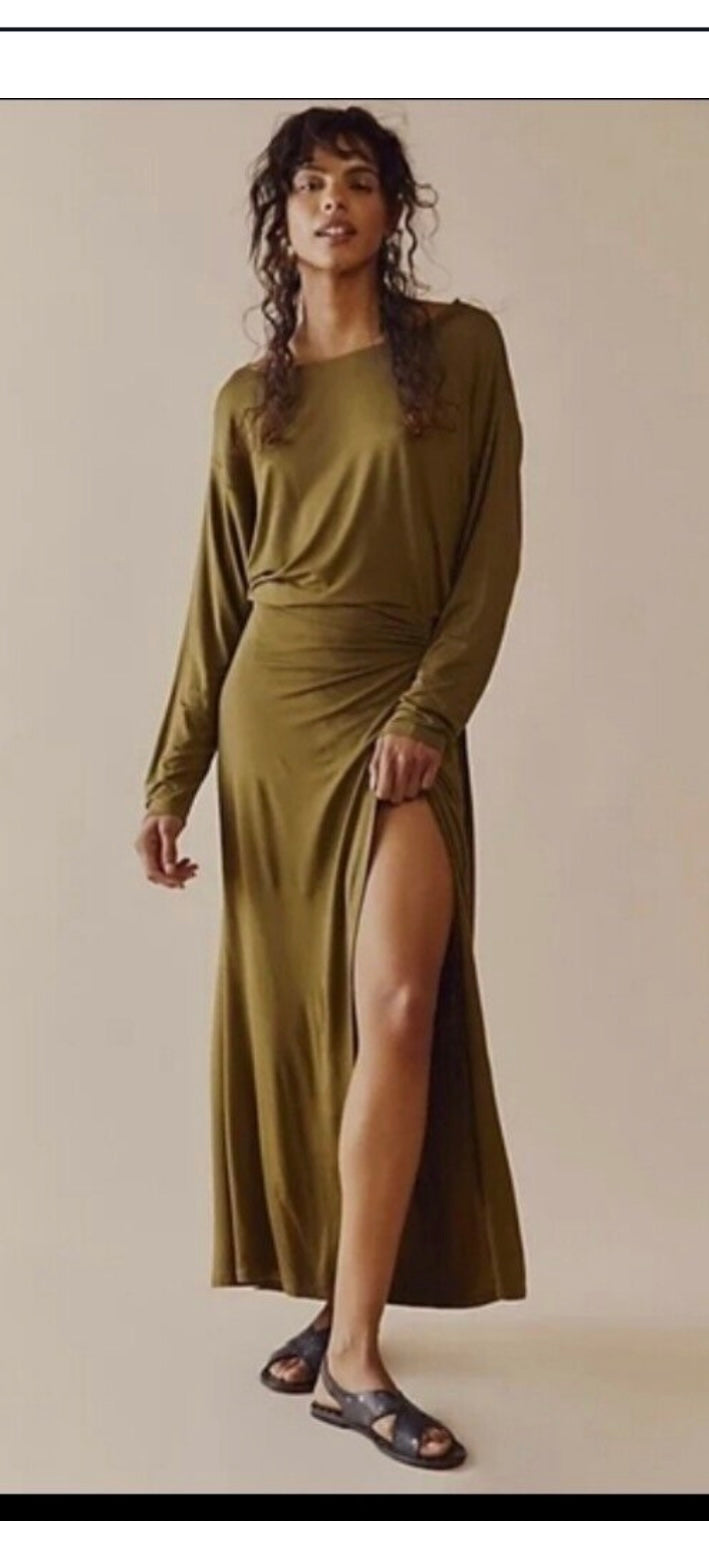 FREE PEOPLE LONG SLEEVE WRAP DRESS (org$168)