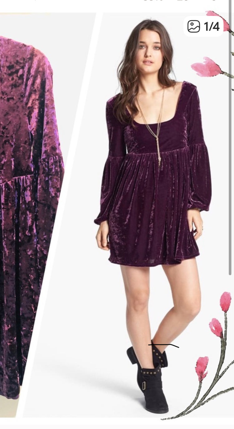 FREE PEOPLE VELVET DRESS (org$128)