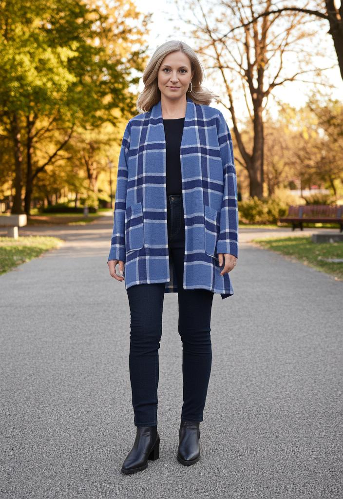 D&CO FLANNEL OPEN CARDIGAN