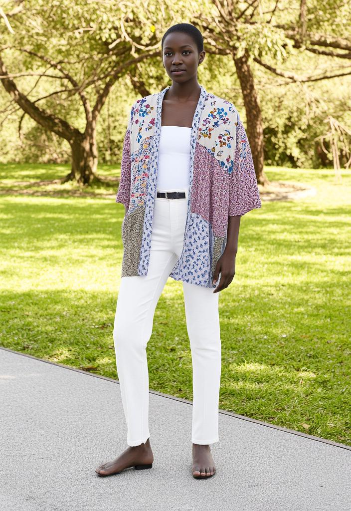 FASHION FUSE PATTERN BLOCK KIMONO