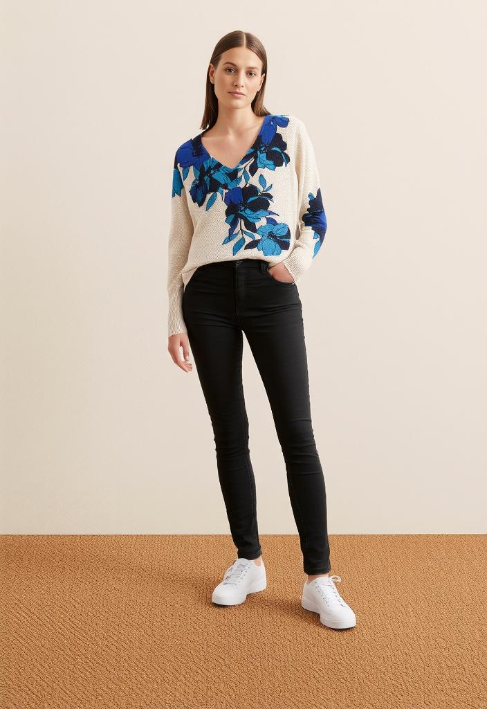 NWT CHICOS FLORAL V-NECK SWEATER (org$80)