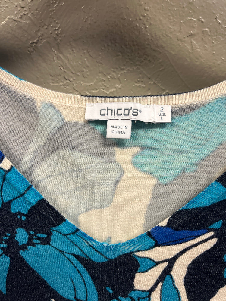 NWT CHICOS FLORAL V-NECK SWEATER (org$80)