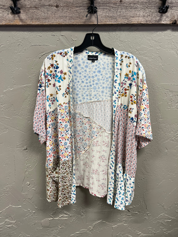 FASHION FUSE PATTERN BLOCK KIMONO