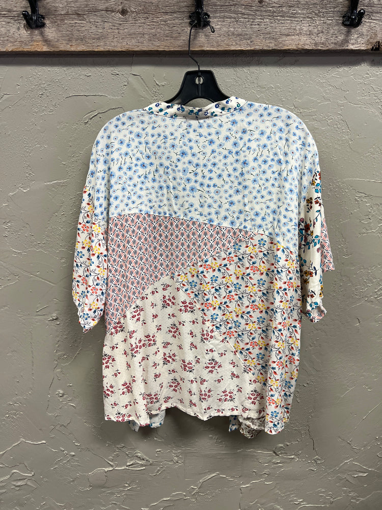 FASHION FUSE PATTERN BLOCK KIMONO