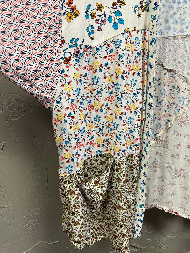 FASHION FUSE PATTERN BLOCK KIMONO