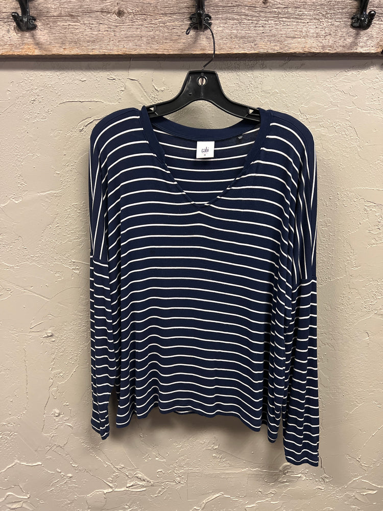 CABI STRIPED V-NECK SHIRT