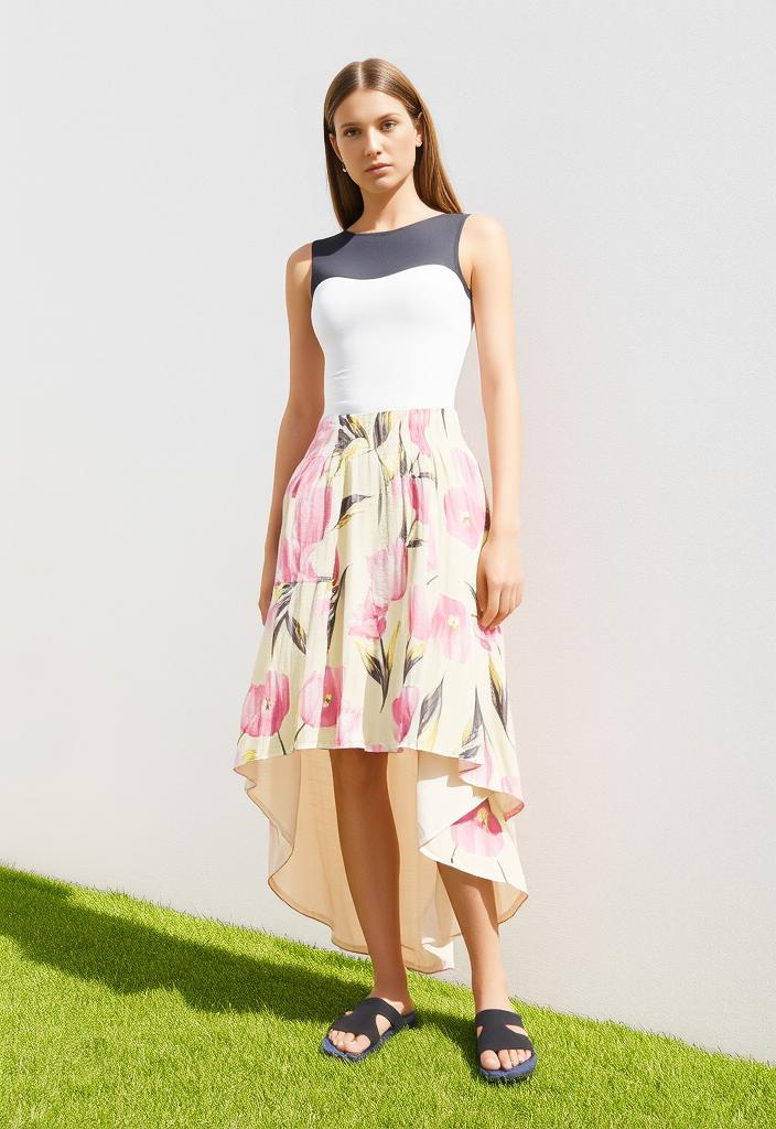 NWT AKIRA HIGH-LOW FLORAL SKIRT (org$60)