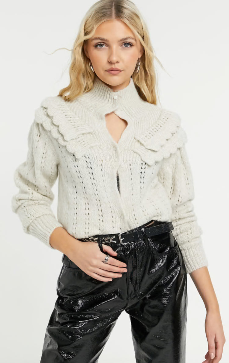 TOPSHOP FRILL DETAIL CARDIGAN