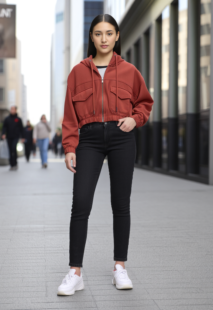 ASHLET VINTAGE CHARM CROP HOODIE