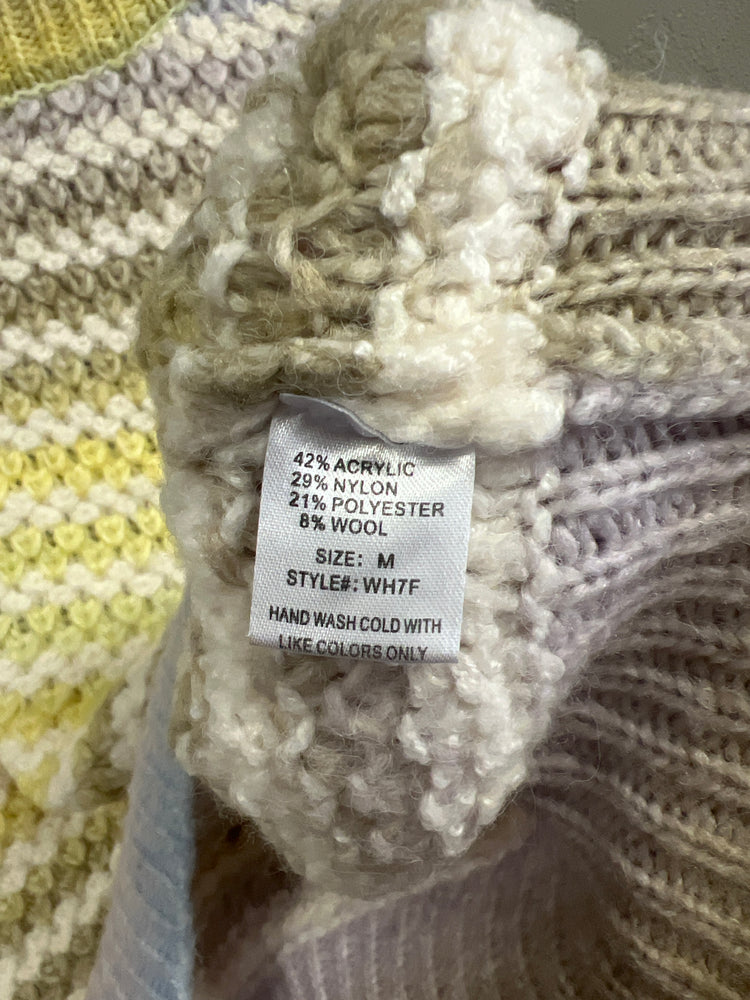 WOVEN HEART PASTEL STRIPED SWEATER