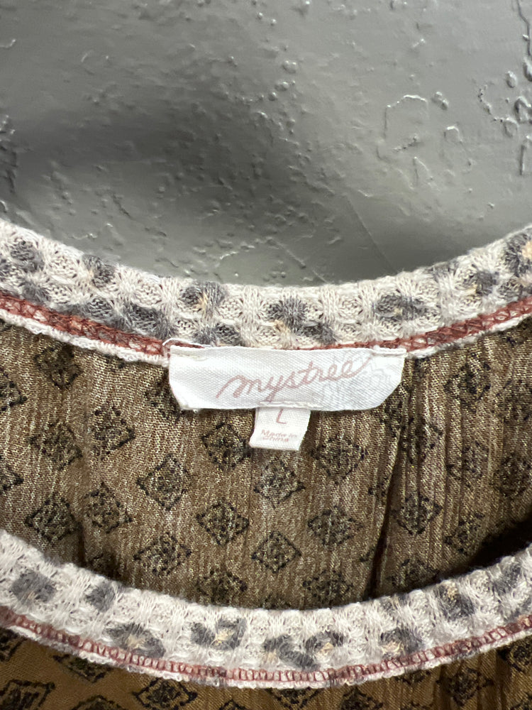 MYSTEE MIXED PRINT LONG SLEEVE TOP