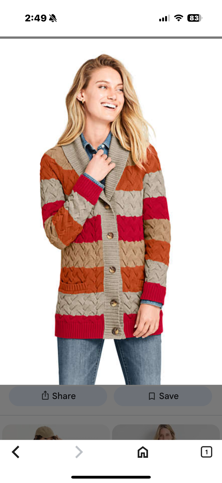 LANDS END COTTON DRIFTER SWEATER