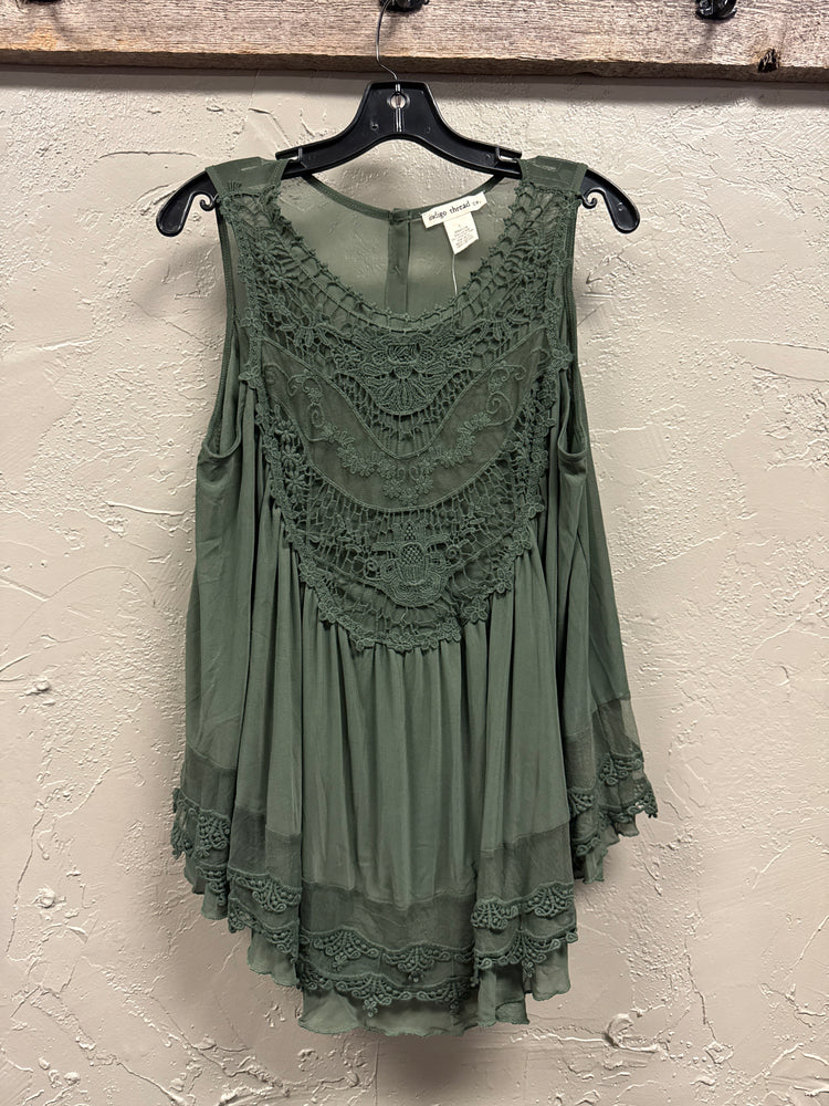 NWOT INDIGO THREAD LAYERED EYELET TOP