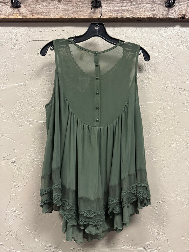 NWOT INDIGO THREAD LAYERED EYELET TOP