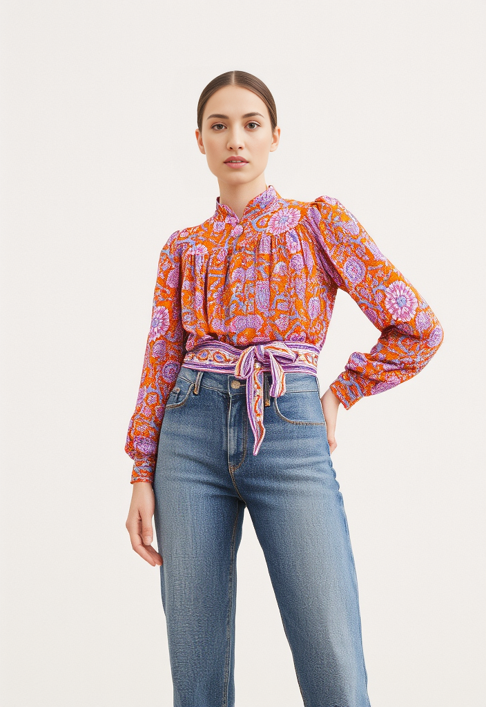 RACHEL ROY FLORAL CROP BLOUSE (org$75)