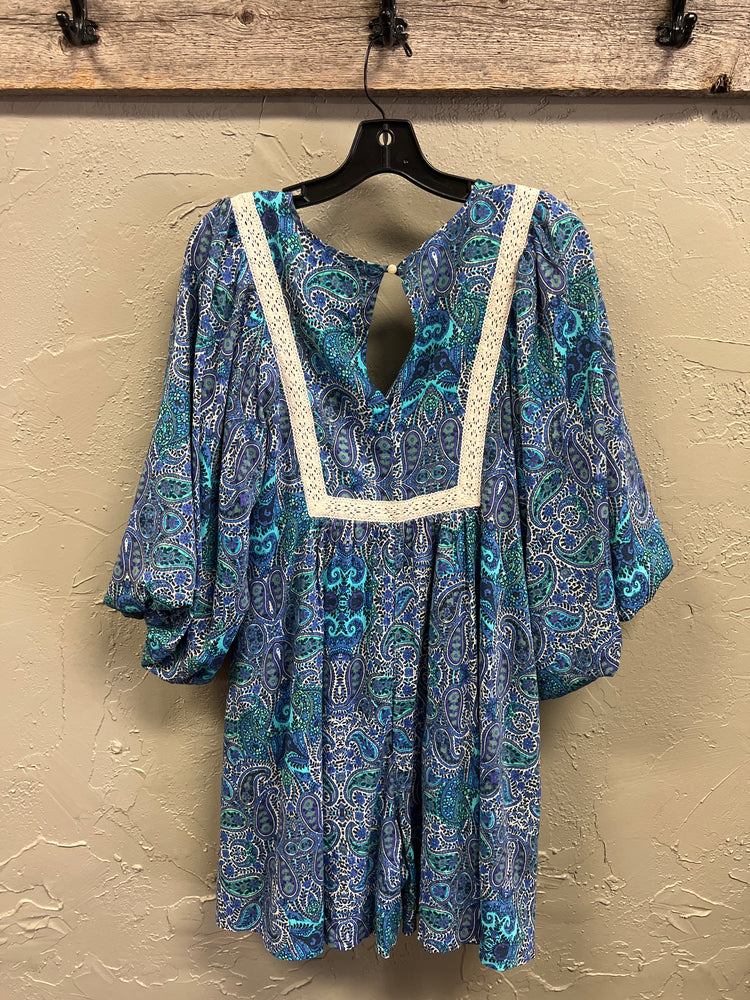 ANTRO BOHO PUFF SLEEVE ROMPER (org$150)