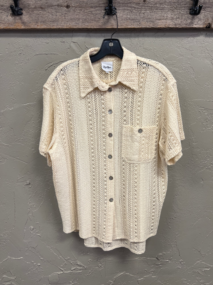SKY TO MOON CROCHETED COTTON SHIRT