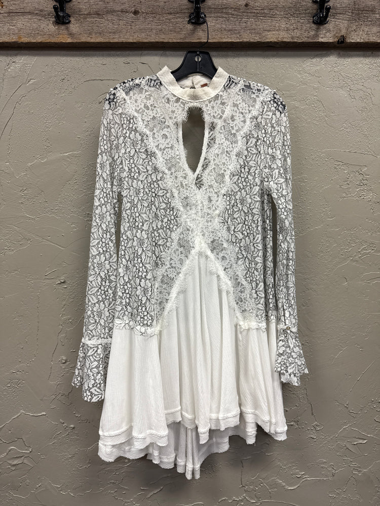FREE PEOPLE PIECED LACE TUNIC DRESS (org$128)