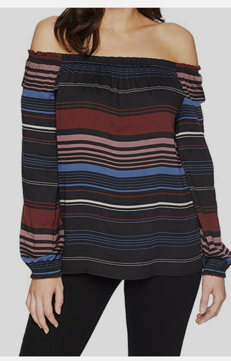 TRIBAL OFF THE SHOULDER STRIPED TOP (org$115)