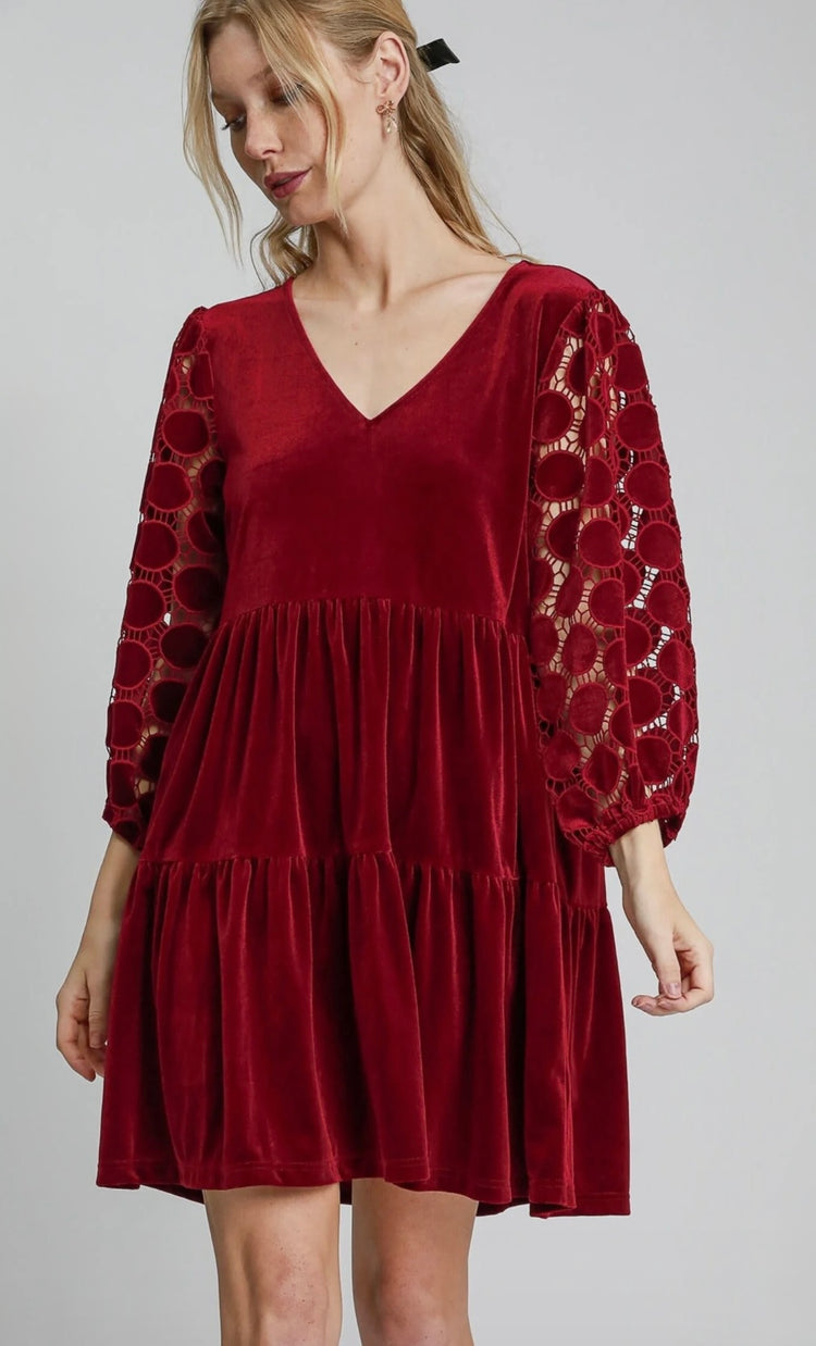 NWT UMGEE VELVET BABYDOLL DRESS (org$65)