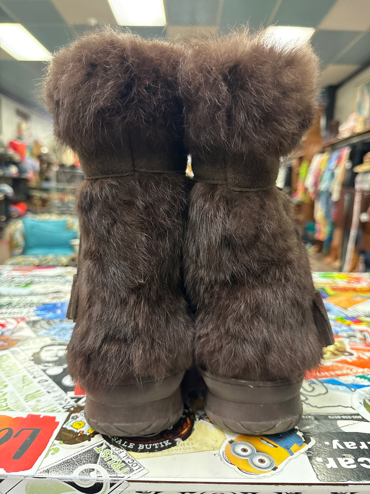 BEARPAW SUEDE & RABBIT FUR BOOTS (org$225)