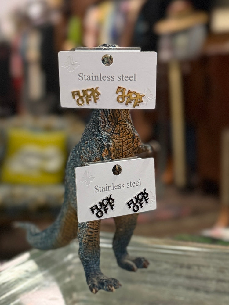 NWT FUCK OFF EAR STUDS