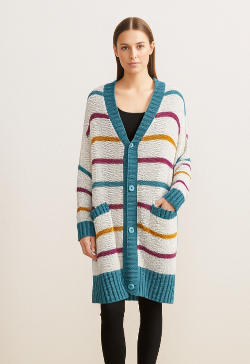 OVERSIZED STRIPED CARDIGAN