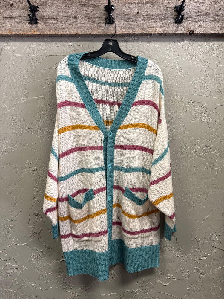 OVERSIZED STRIPED CARDIGAN