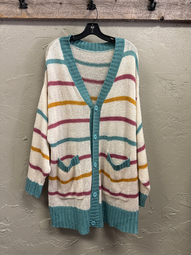 OVERSIZED STRIPED CARDIGAN