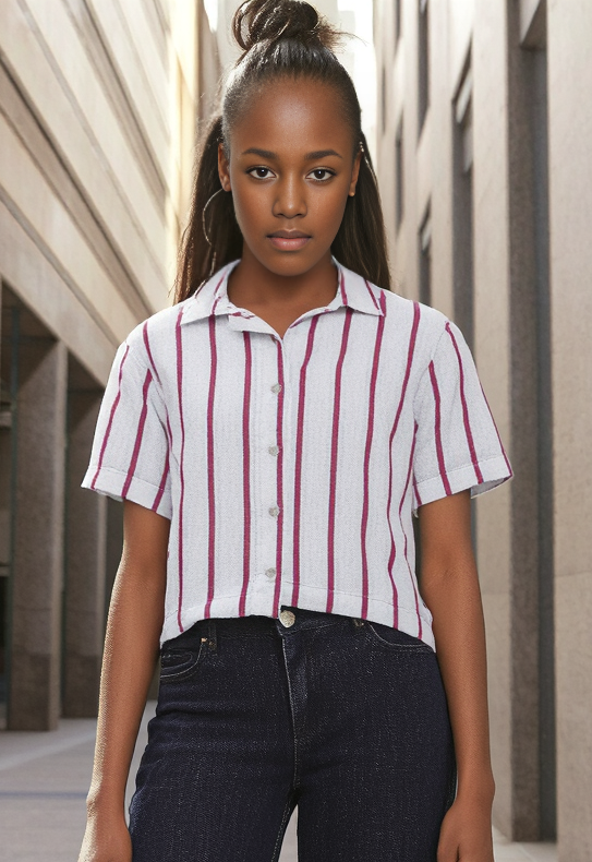 LINEN BLEND STRIPED TOP