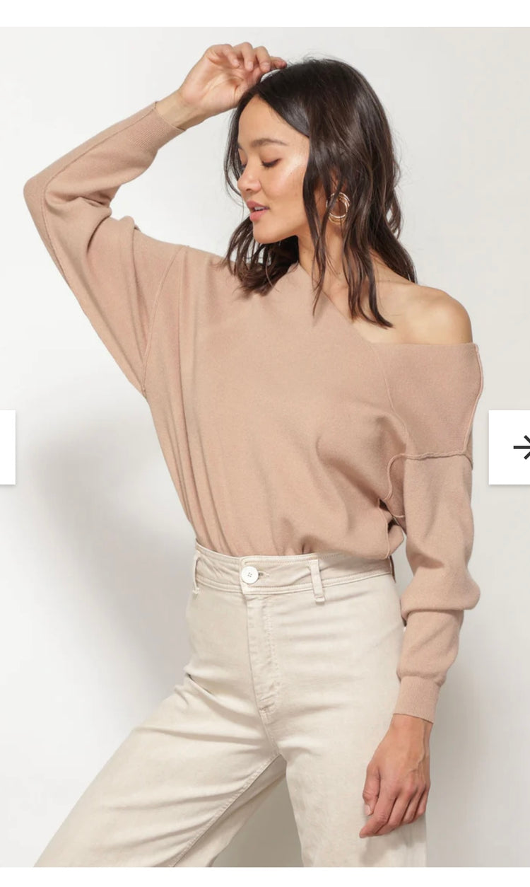 LINE AND DOT OFF THE SHOULDER TOP (org$99)