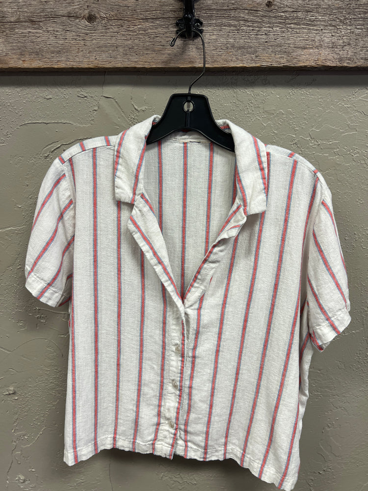 LINEN BLEND STRIPED TOP