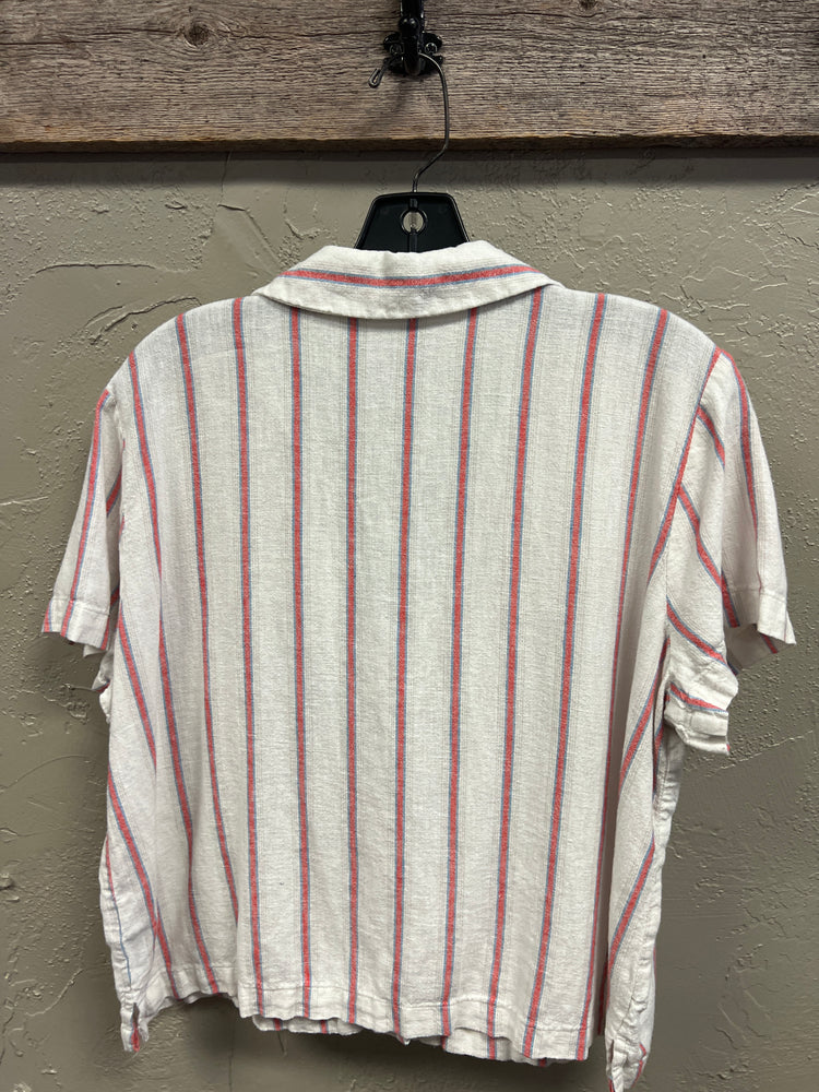 LINEN BLEND STRIPED TOP