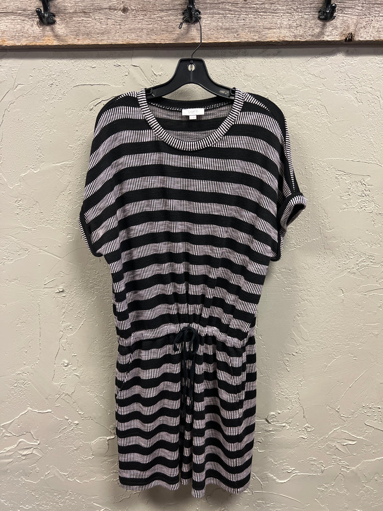 LOFT STRIPED CINCHED WAIST DRESS